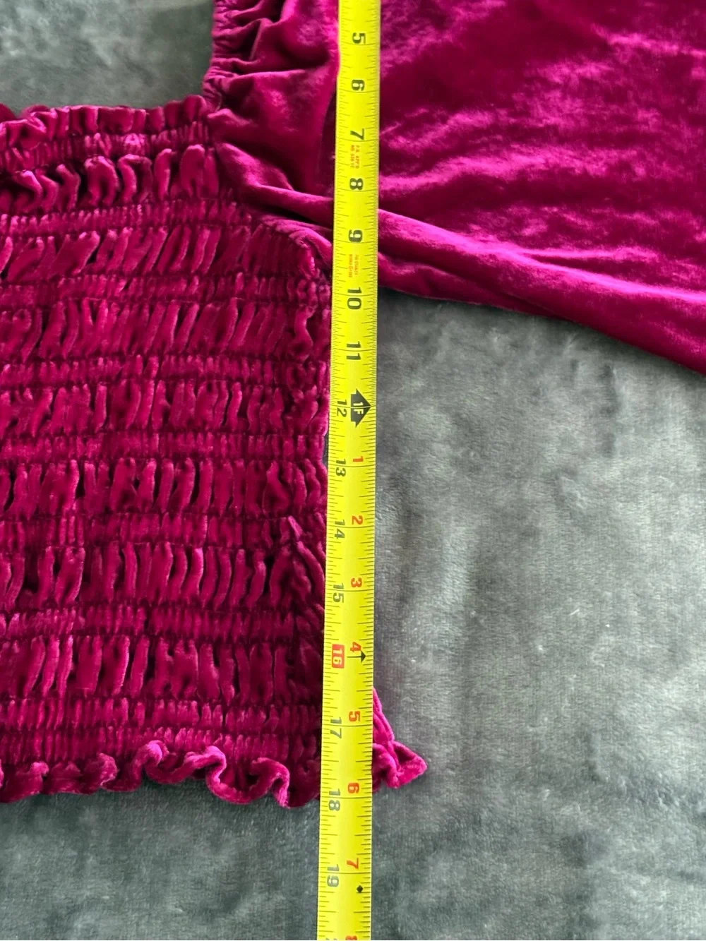 Anthropologie Velvet Smocked Puff Sleeve Peasant Top Deep Berry Women's Small